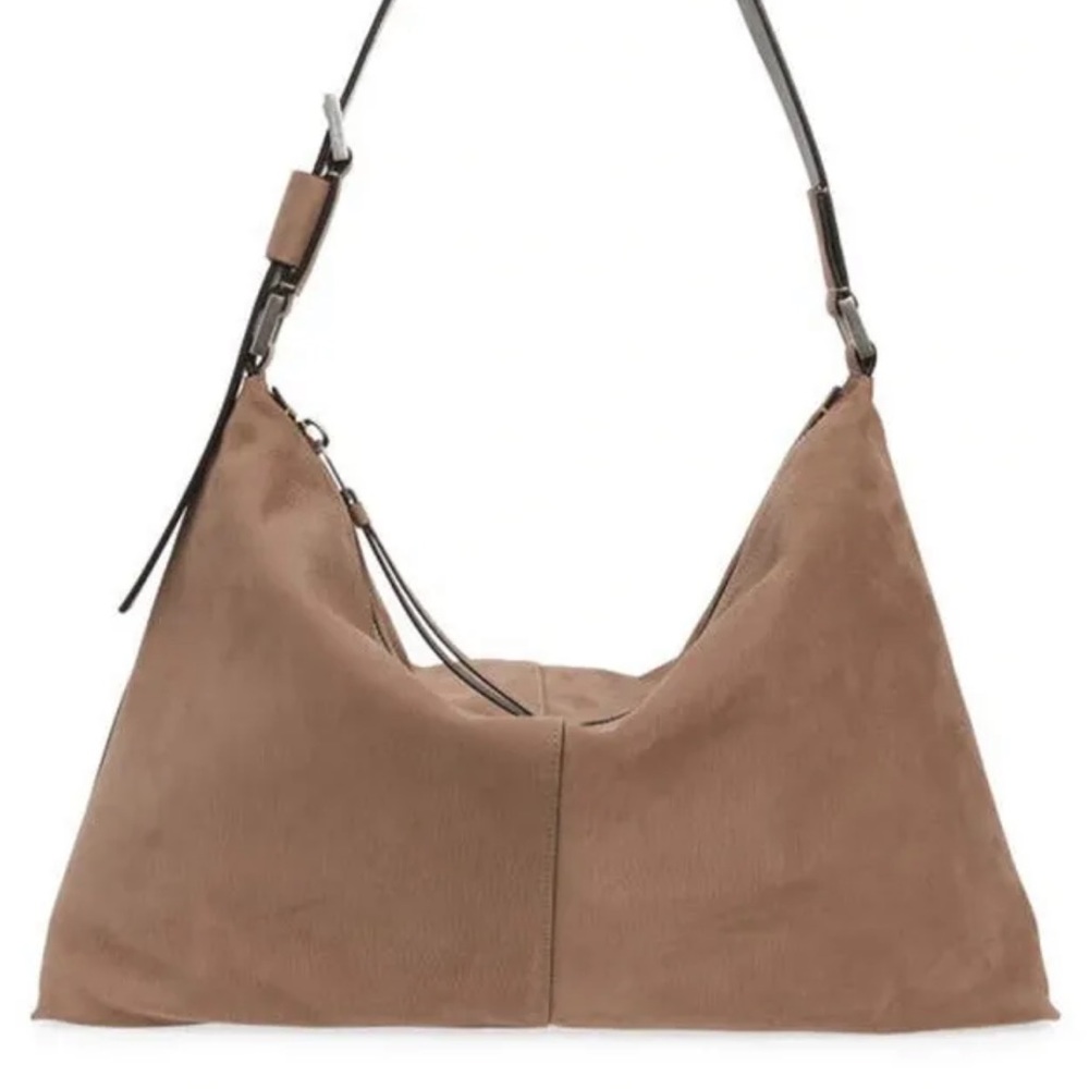 All Saints Edbury Taupe Suede Hobo Bag